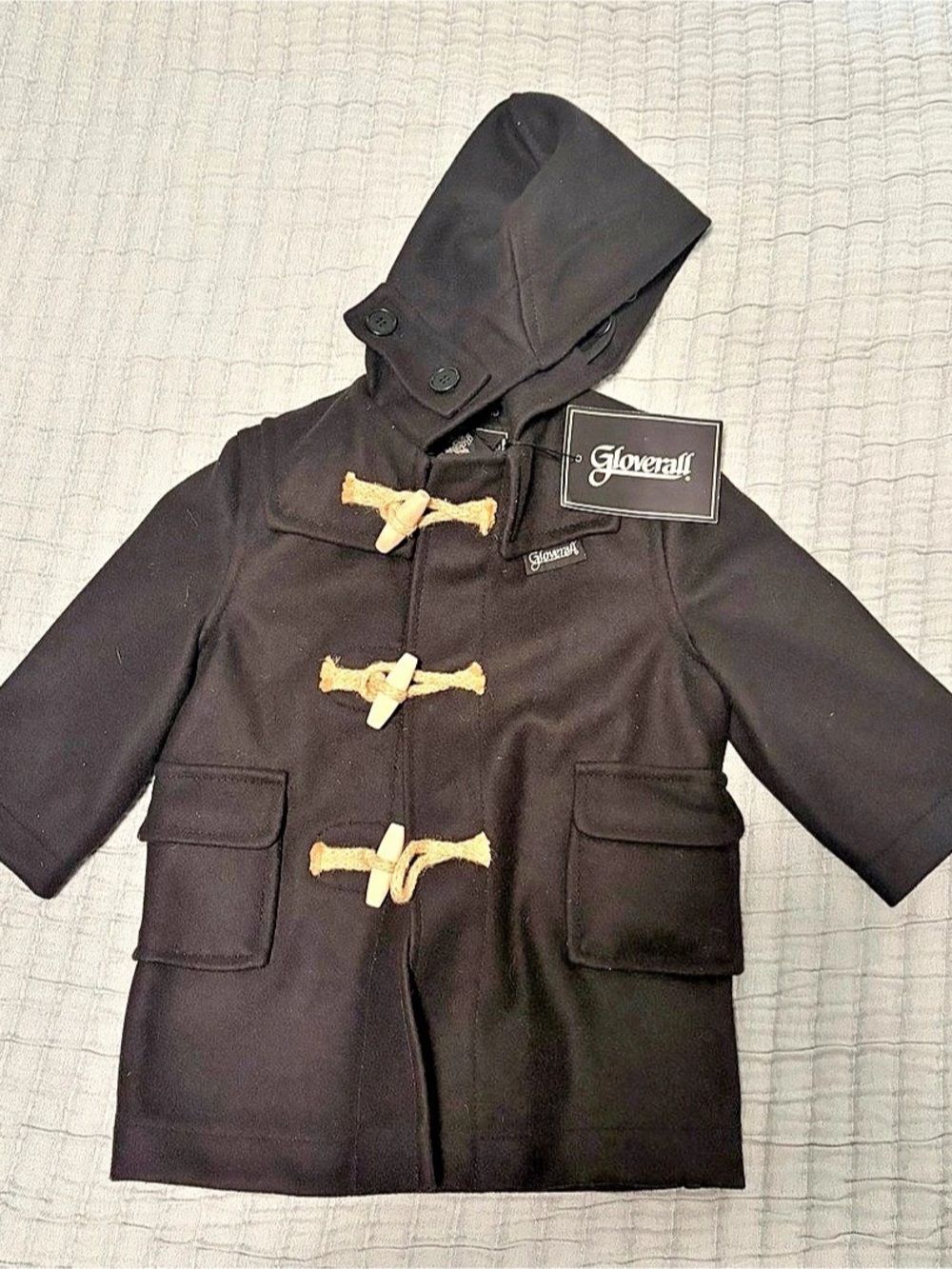 Gloverall Children's Wool Duffle Coat Hooded Toggle Jacket - Navy